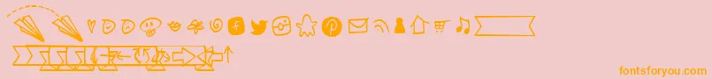 NotepaperAirplanesExtrasLight-Schriftart – Orangefarbene Schriften auf rosa Hintergrund