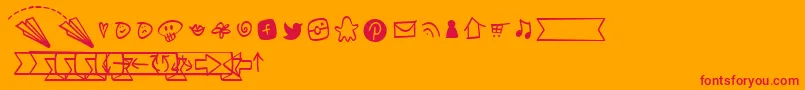 NotepaperAirplanesExtrasLight Font – Red Fonts on Orange Background