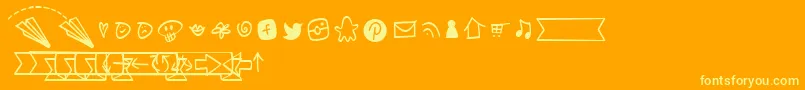 Fonte NotepaperAirplanesExtrasLight – fontes amarelas em um fundo laranja