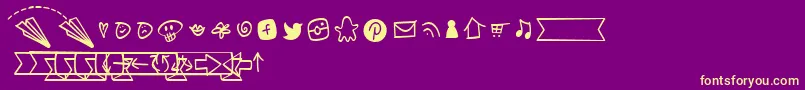 NotepaperAirplanesExtrasLight Font – Yellow Fonts on Purple Background
