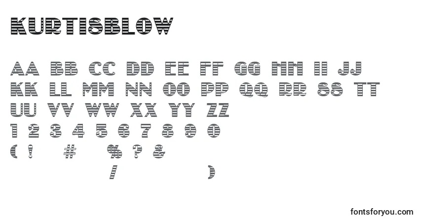 A fonte Kurtisblow – alfabeto, números, caracteres especiais