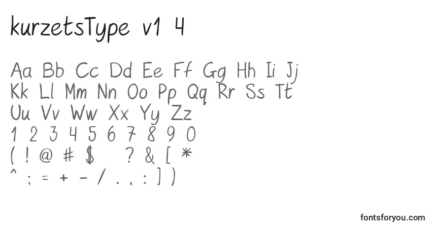 Schriftart KurzetsType v1 4 – Alphabet, Zahlen, spezielle Symbole
