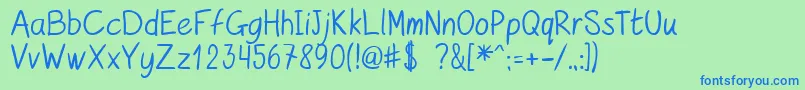 Czcionka kurzetsType v1 4 – niebieskie czcionki na zielonym tle