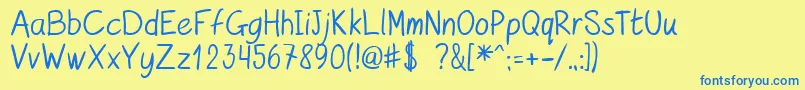Czcionka kurzetsType v1 4 – niebieskie czcionki na żółtym tle