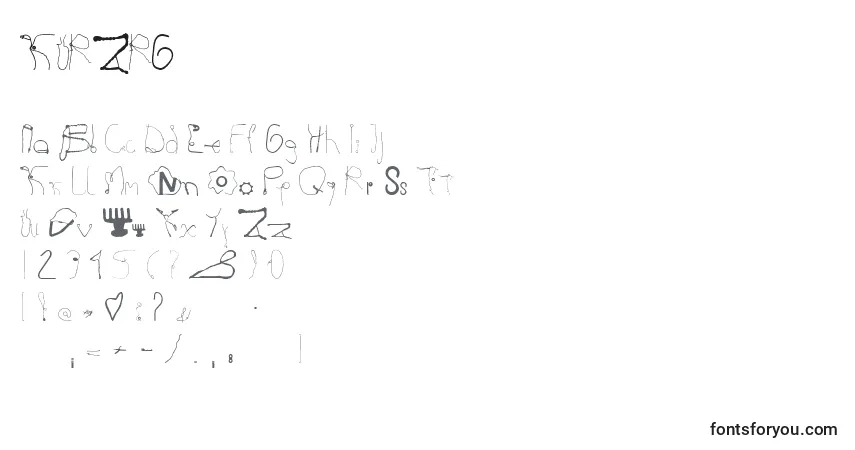 A fonte KURZRG   (132062) – alfabeto, números, caracteres especiais