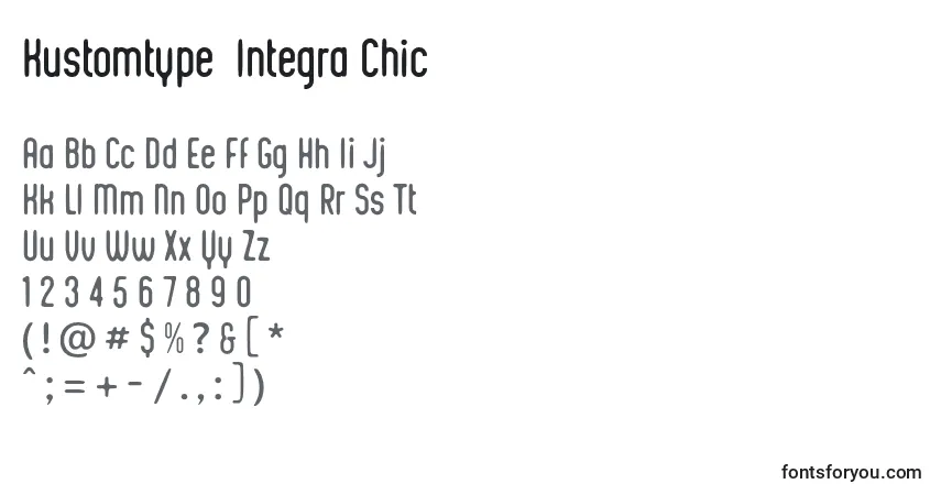 A fonte Kustomtype  Integra Chic – alfabeto, números, caracteres especiais