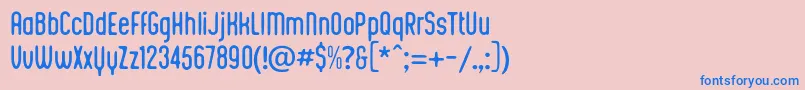 フォントKustomtype  Integra Chic – ピンクの背景に青い文字
