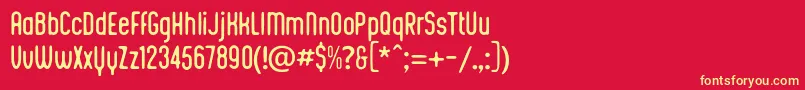 Kustomtype  Integra Chic-fontti – keltaiset fontit punaisella taustalla
