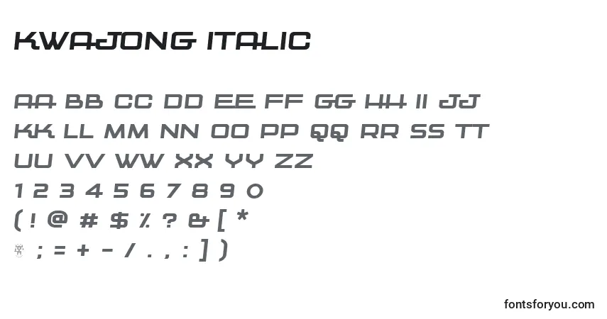 Kwajong italic-fontti – aakkoset, numerot, erikoismerkit