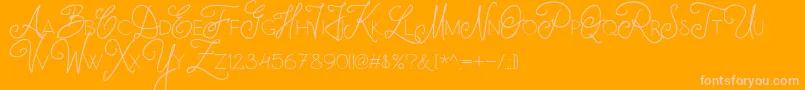 Kwintus Halved-Schriftart – Rosa Schriften auf orangefarbenem Hintergrund