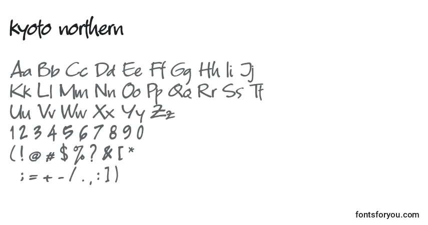 A fonte Kyoto northern – alfabeto, números, caracteres especiais