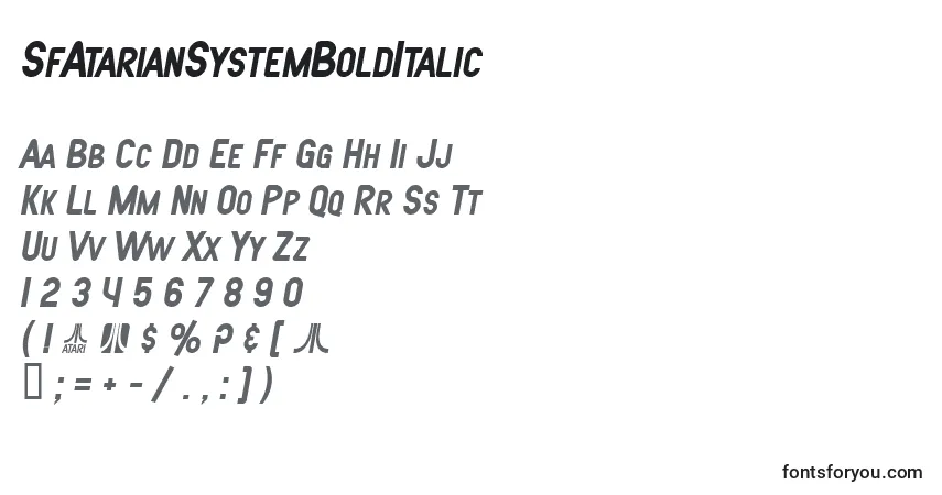 SfAtarianSystemBoldItalicフォント–アルファベット、数字、特殊文字