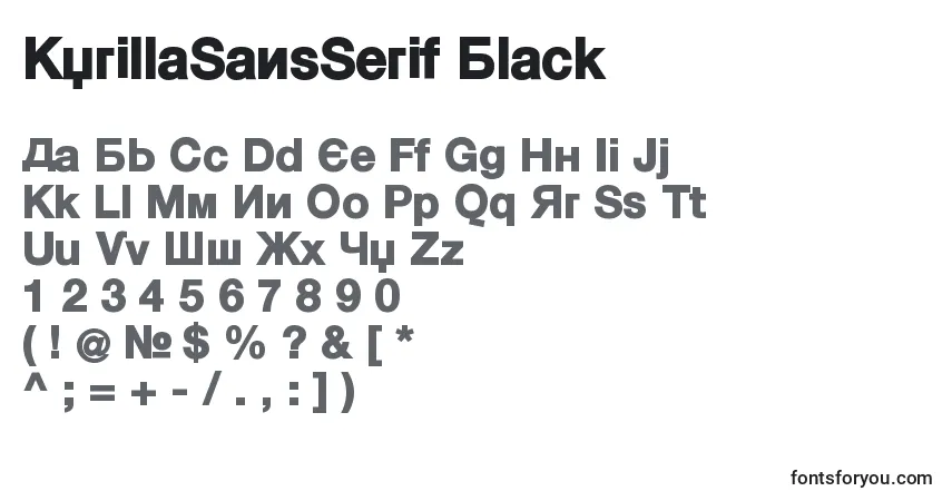 Шрифт KyrillaSansSerif Black – алфавит, цифры, специальные символы