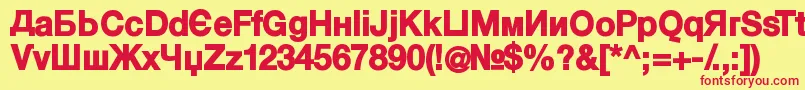 KyrillaSansSerif Black Font – Red Fonts on Yellow Background