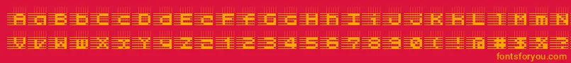 l25  -Schriftart – Orangefarbene Schriften auf rotem Hintergrund