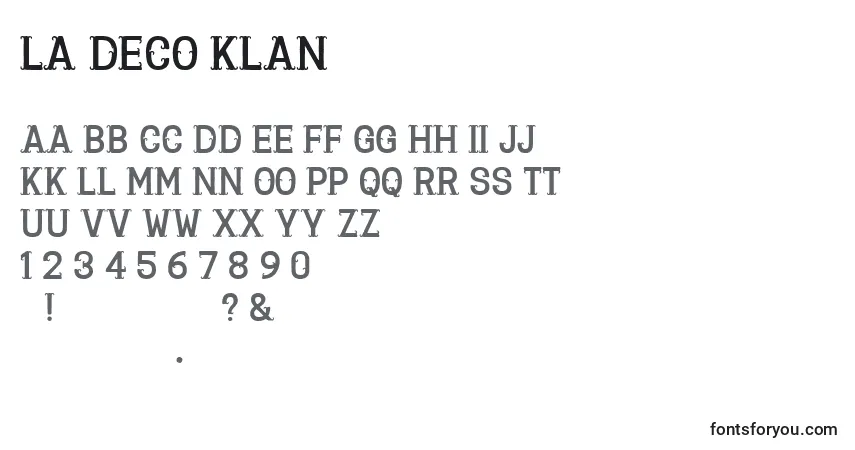Schriftart La Deco Klan – Alphabet, Zahlen, spezielle Symbole