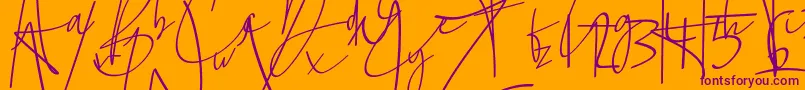 La lune-Schriftart – Violette Schriften auf orangefarbenem Hintergrund
