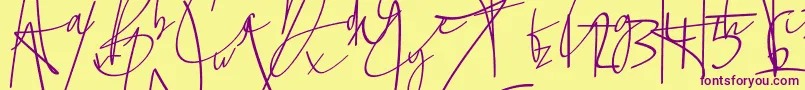 La lune Font – Purple Fonts on Yellow Background