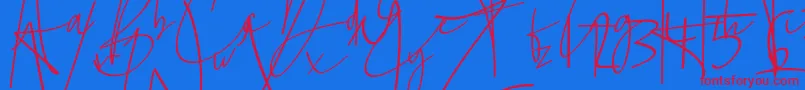 La lune-Schriftart – Rote Schriften auf blauem Hintergrund