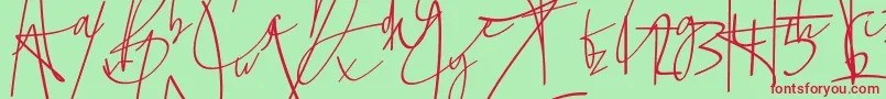 La lune Font – Red Fonts on Green Background