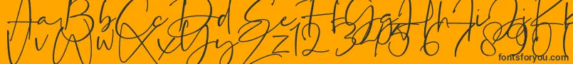 La Paloma-Schriftart – Schwarze Schriften auf orangefarbenem Hintergrund