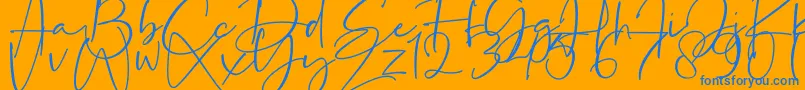 フォントLa Paloma – オレンジの背景に青い文字