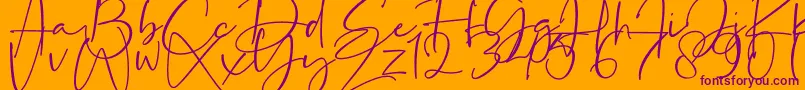 La Paloma-Schriftart – Violette Schriften auf orangefarbenem Hintergrund