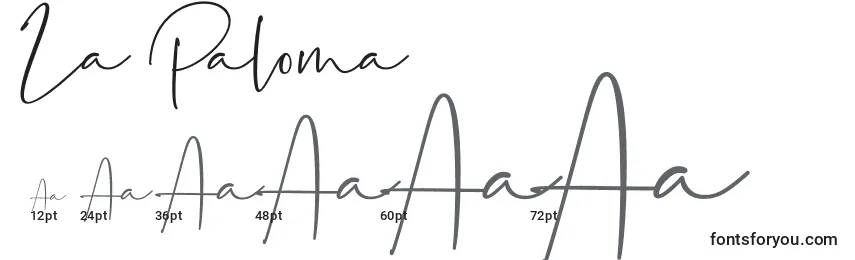 Размеры шрифта La Paloma