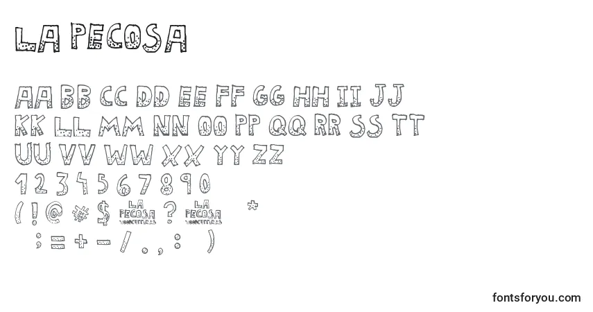 Шрифт La Pecosa – алфавит, цифры, специальные символы