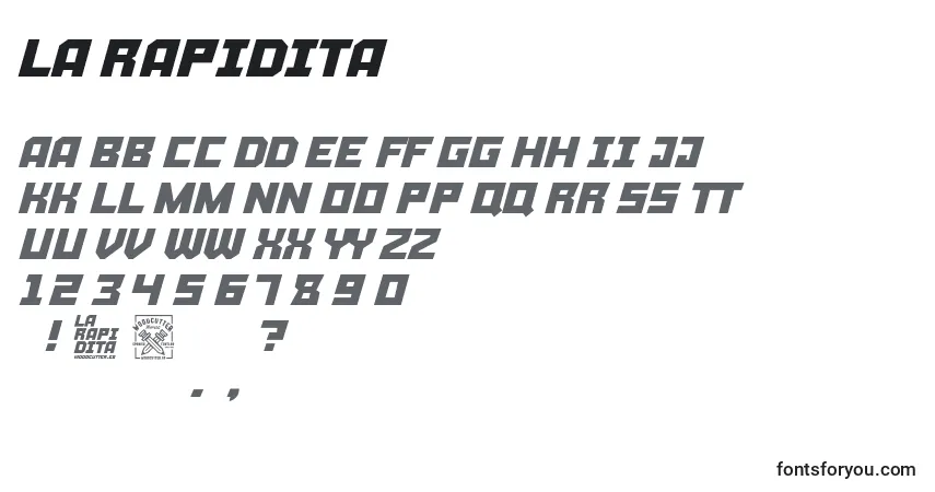 La Rapidita-fontti – aakkoset, numerot, erikoismerkit