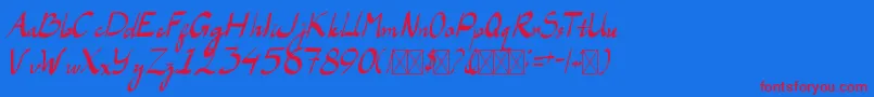 LaAladdinsRegular Font – Red Fonts on Blue Background