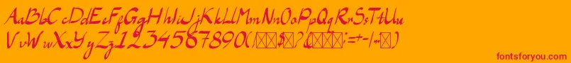 フォントLaAladdinsRegular – オレンジの背景に赤い文字