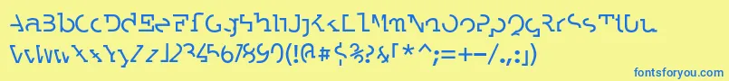 フォントLABRAT   – 青い文字が黄色の背景にあります。