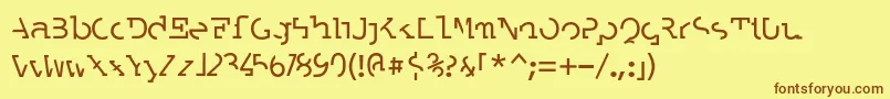 フォントLABRAT   – 茶色の文字が黄色の背景にあります。