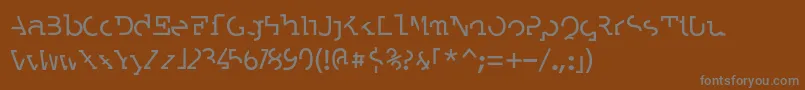 LABRAT  -fontti – harmaat kirjasimet ruskealla taustalla