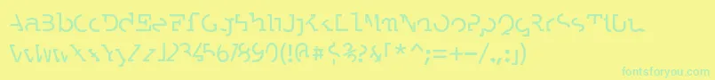 Fonte LABRAT   – fontes verdes em um fundo amarelo