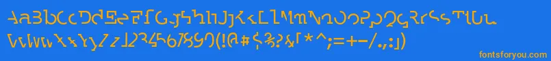 Czcionka LABRAT   – pomarańczowe czcionki na niebieskim tle