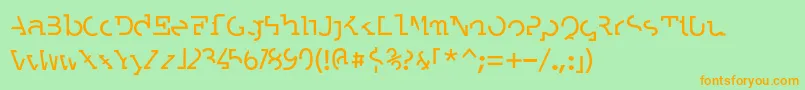 フォントLABRAT   – オレンジの文字が緑の背景にあります。