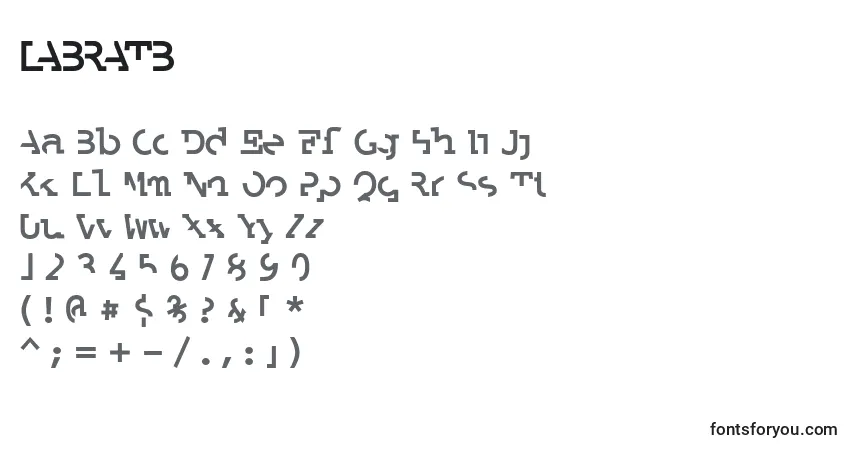 A fonte LABRATB  (132092) – alfabeto, números, caracteres especiais
