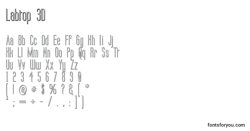 A fonte Labtop 3D – alfabeto, números, caracteres especiais