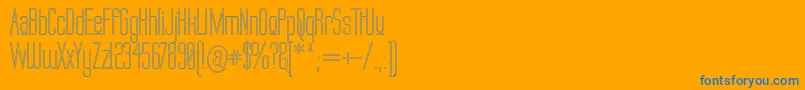 Labtop Upper Outline-Schriftart – Blaue Schriften auf orangefarbenem Hintergrund