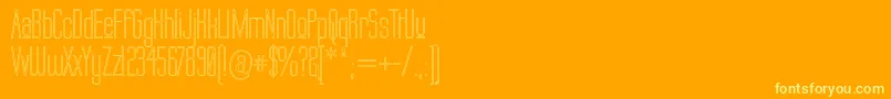 Labtop Upper Outline-Schriftart – Gelbe Schriften auf orangefarbenem Hintergrund