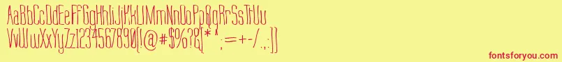Labtop Warp 1-Schriftart – Rote Schriften auf gelbem Hintergrund