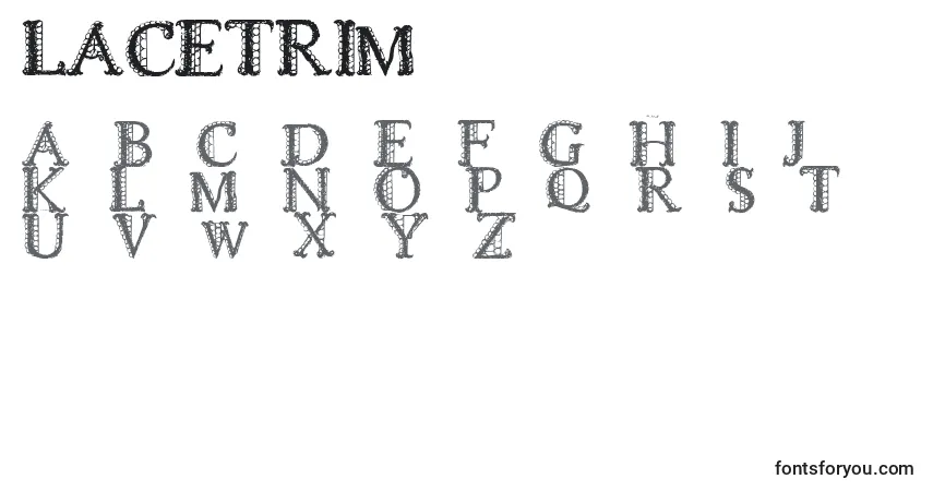 LACETRIM (132109)-fontti – aakkoset, numerot, erikoismerkit