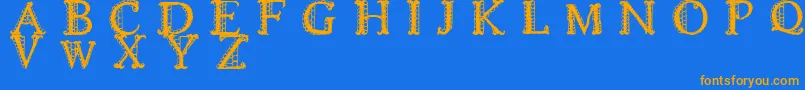 Weitere Informationen zur LACETRIM-Schriftart LACETRIM-Schriftart – Orangefarbene Schriften auf blauem Hintergrund