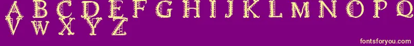 LACETRIM-Schriftart – Gelbe Schriften auf violettem Hintergrund