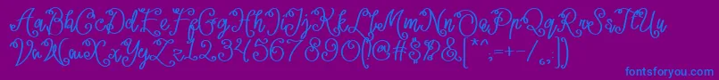 Lacoruna -Schriftart – Blaue Schriften auf violettem Hintergrund