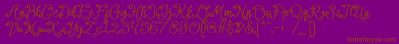 Lacoruna -Schriftart – Braune Schriften auf violettem Hintergrund