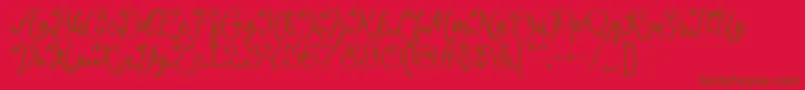 Lacoruna -Schriftart – Braune Schriften auf rotem Hintergrund