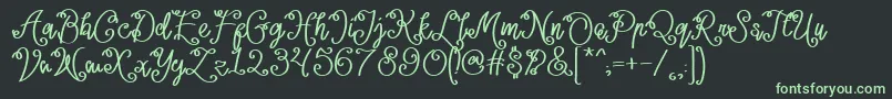Lacoruna -fontti – vihreät fontit mustalla taustalla